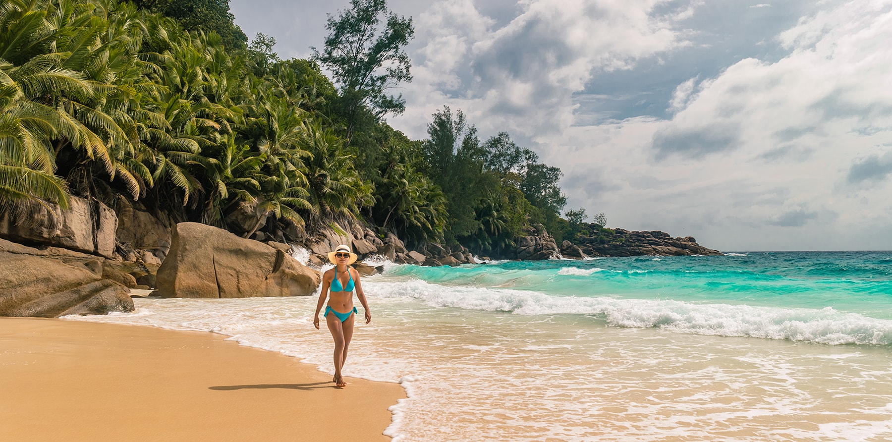 Tourist attraction beach in Seychelles